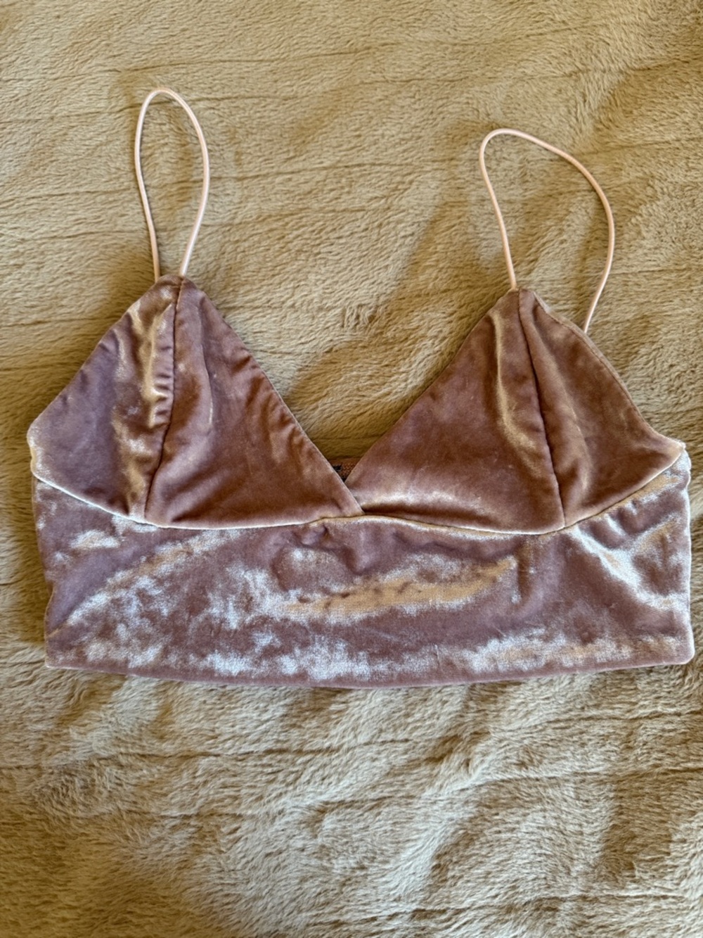 Velvet Bralette Tank Top in Dusty Mauve